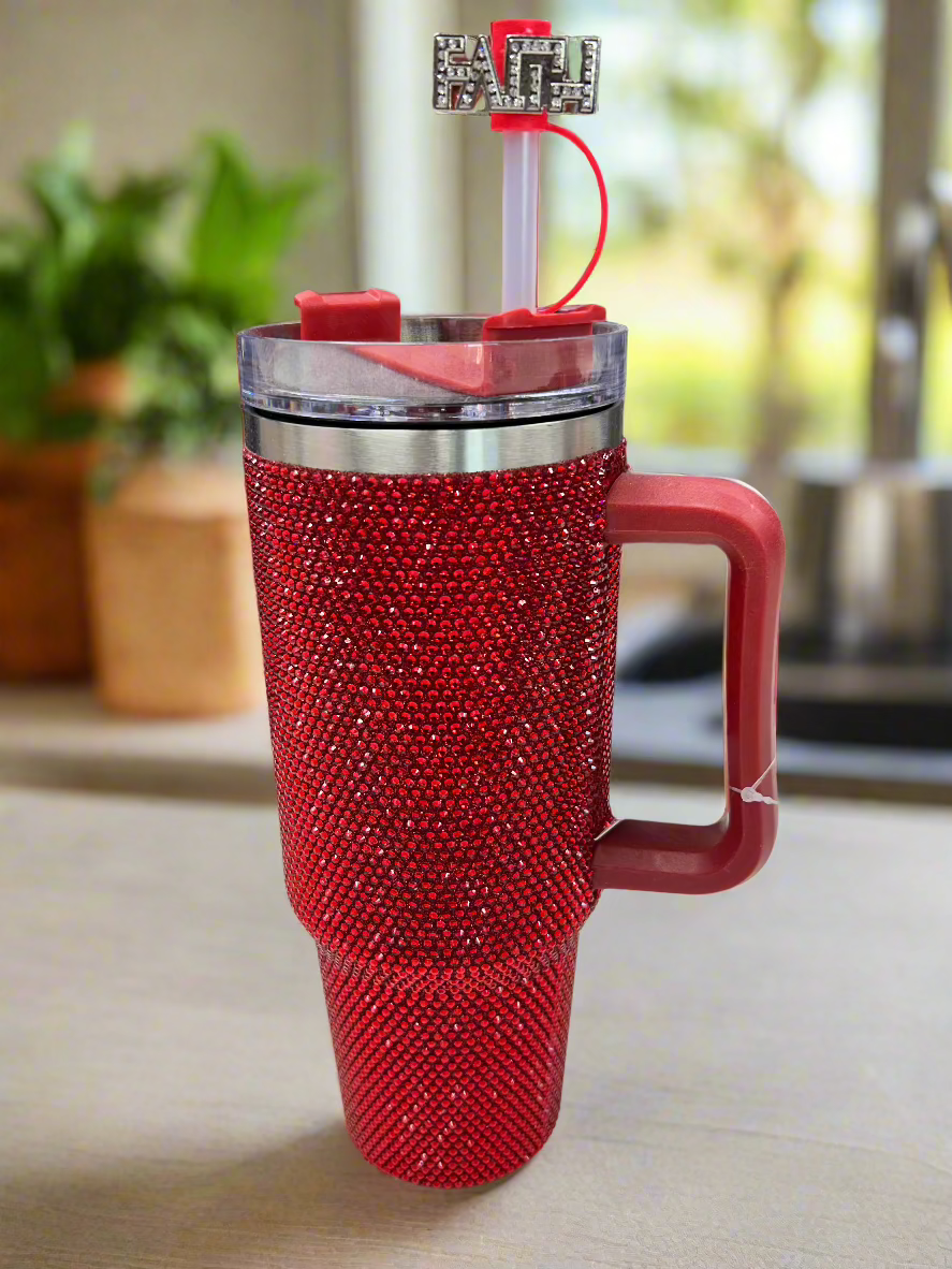 Blingy Tumbler + "FAITH" Straw Topper