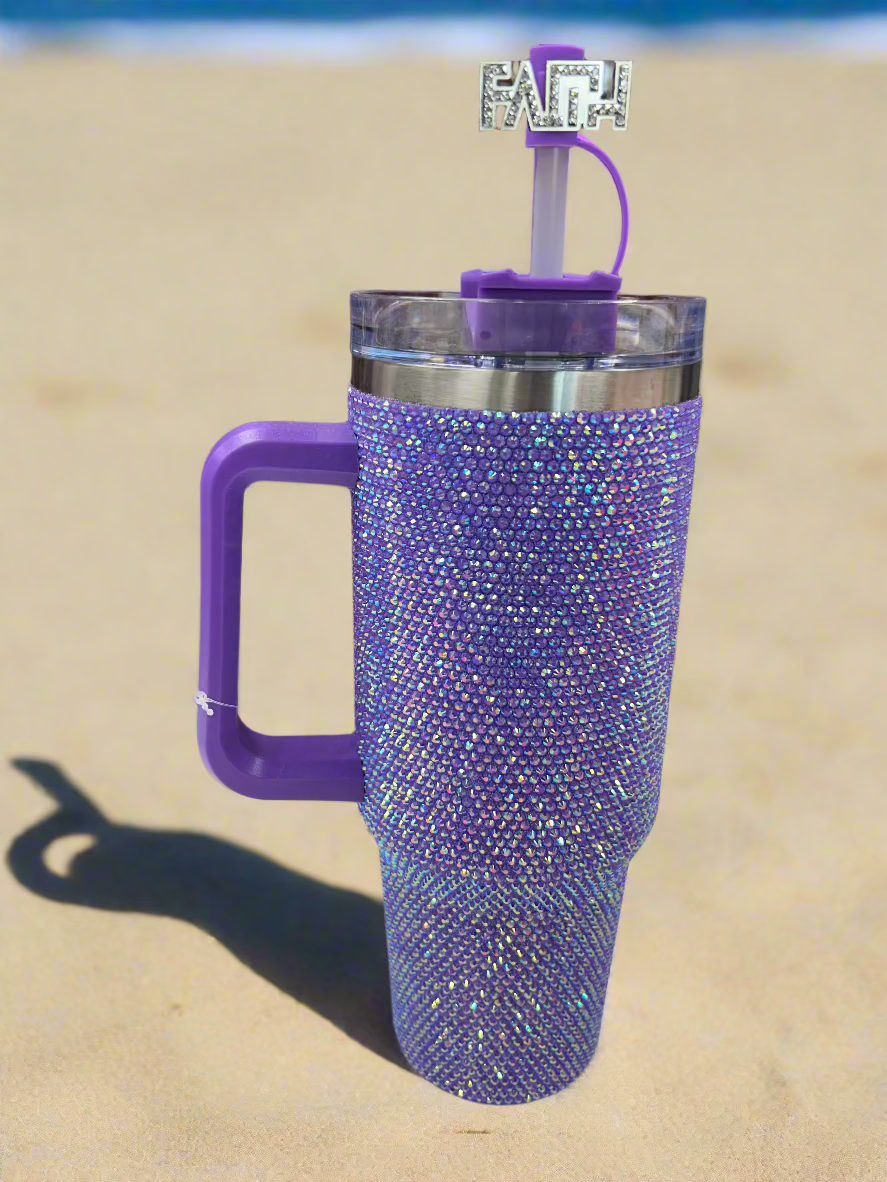 Blingy Tumbler + "FAITH" Straw Topper