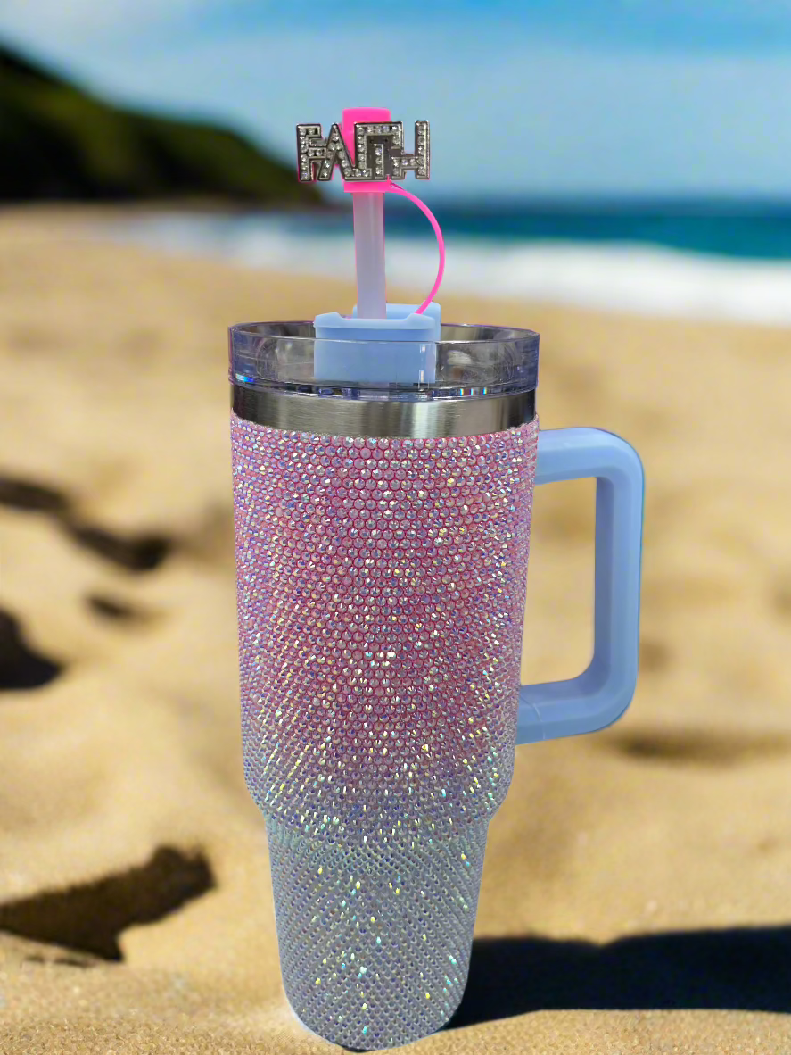 Blingy Tumbler + "FAITH" Straw Topper