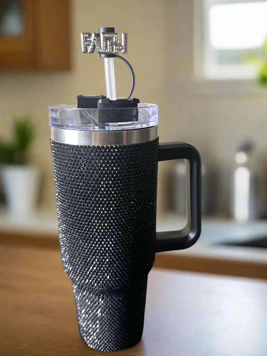 Blingy Tumbler + "FAITH" Straw Topper