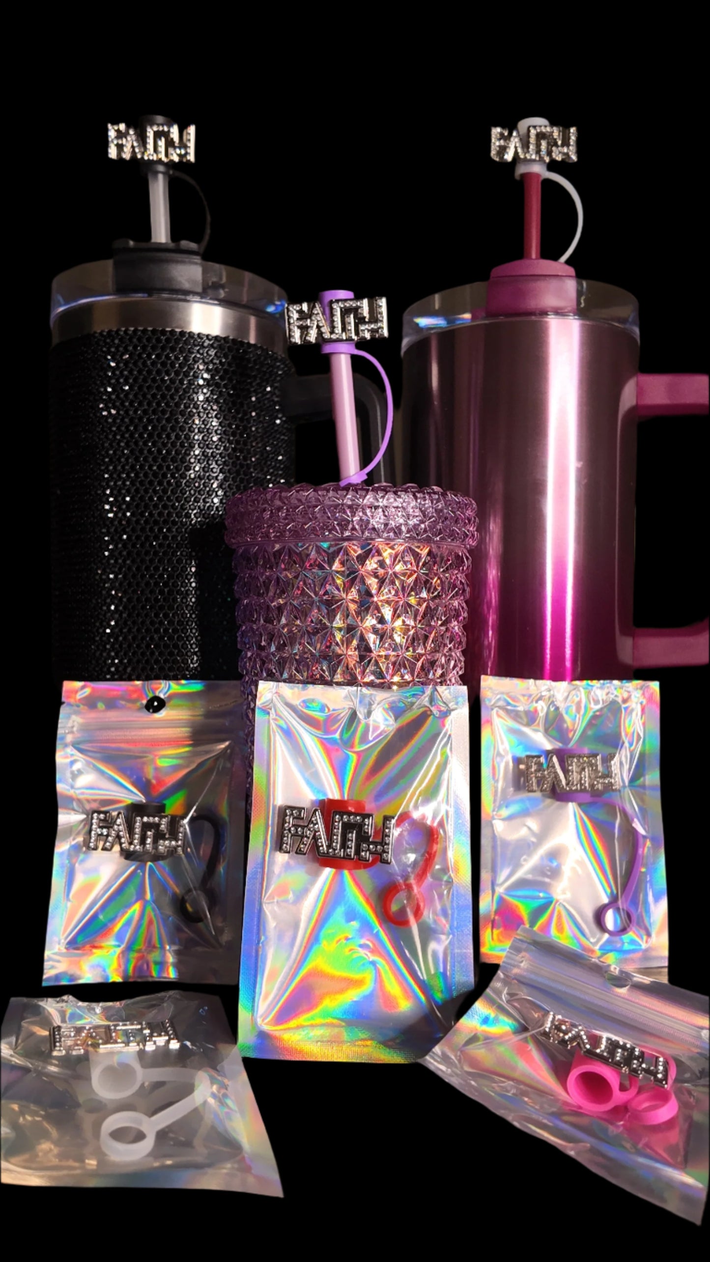 Blingy Tumbler + "FAITH" Straw Topper